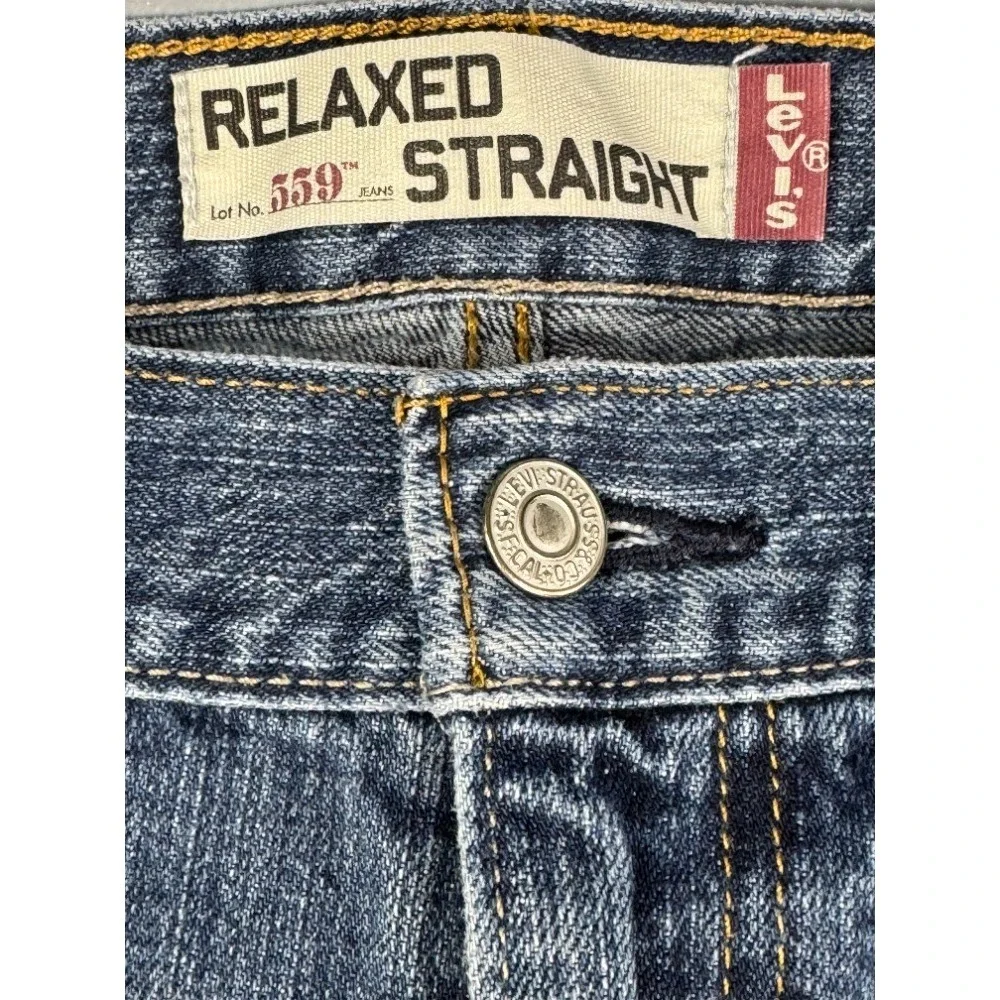 Levis 559 Relaxed Straight Mens Jeans Blue Medium Wash Denim 36x32.5